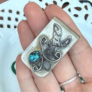 Vintage Silver and Turquoise money clip